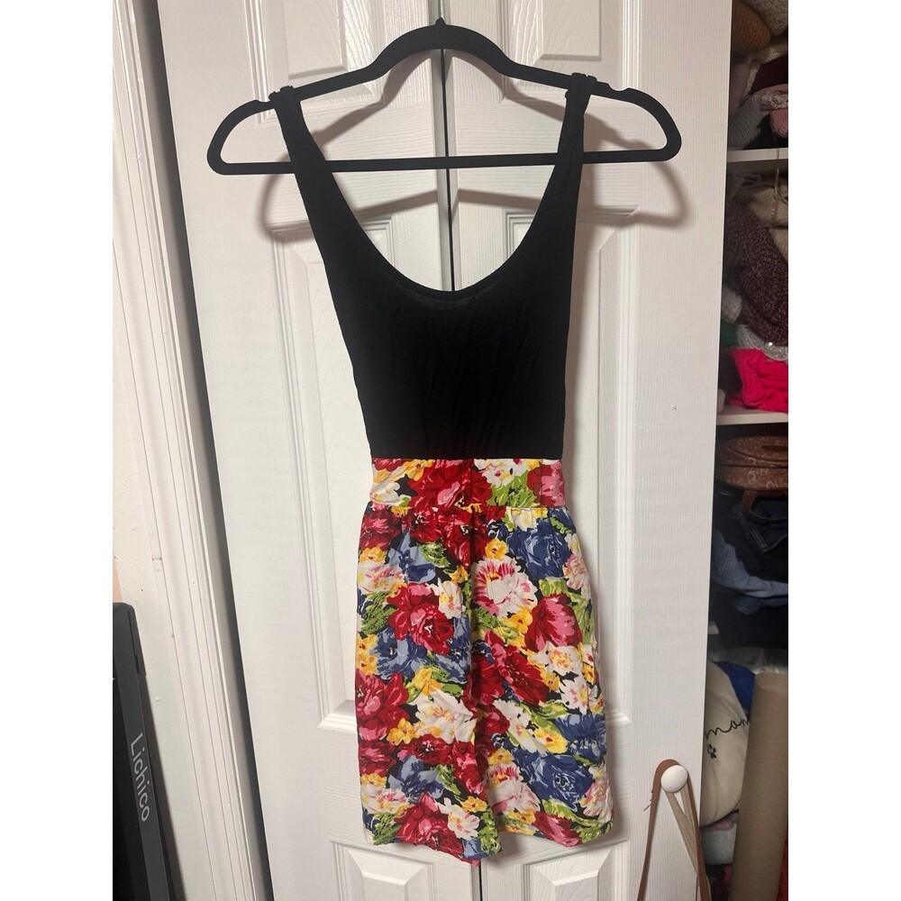 Black Bodice Floral Mini Dress